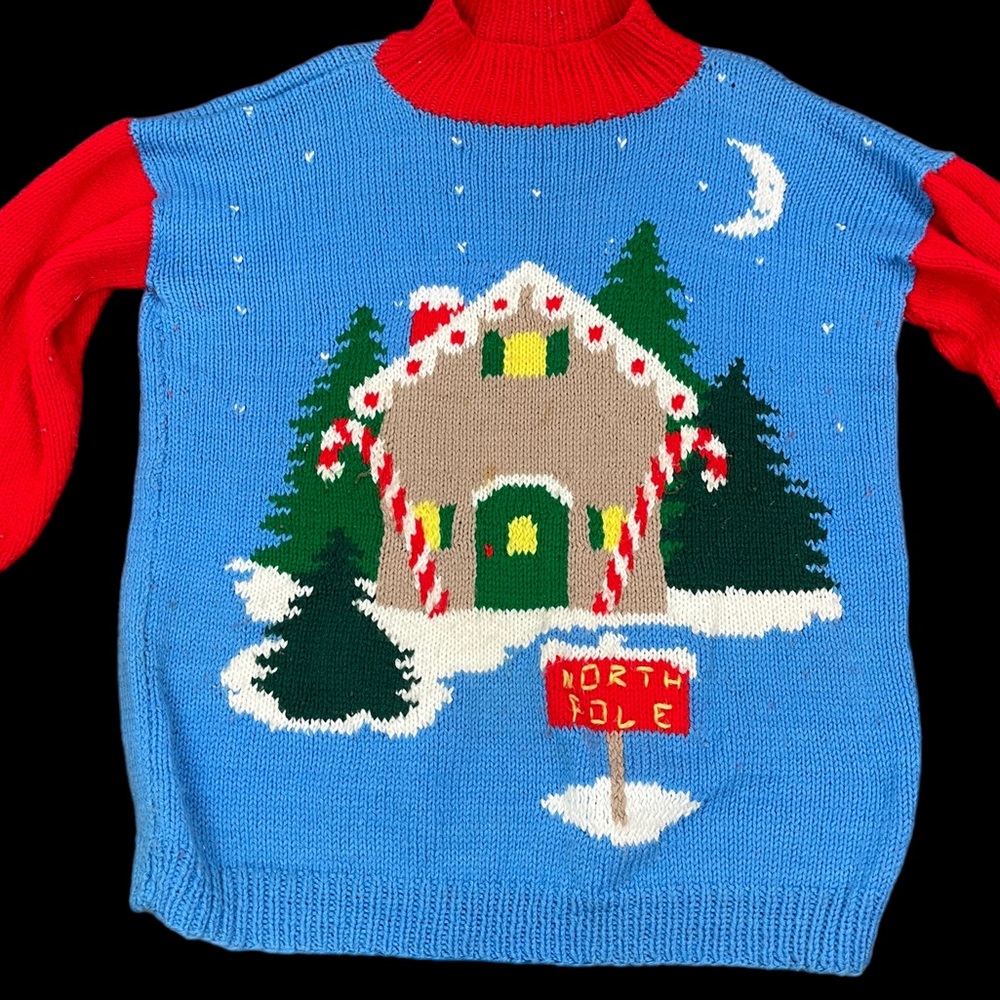 Vintage Christmas Sweater Wool blend North Pole - Picture 6 of 6